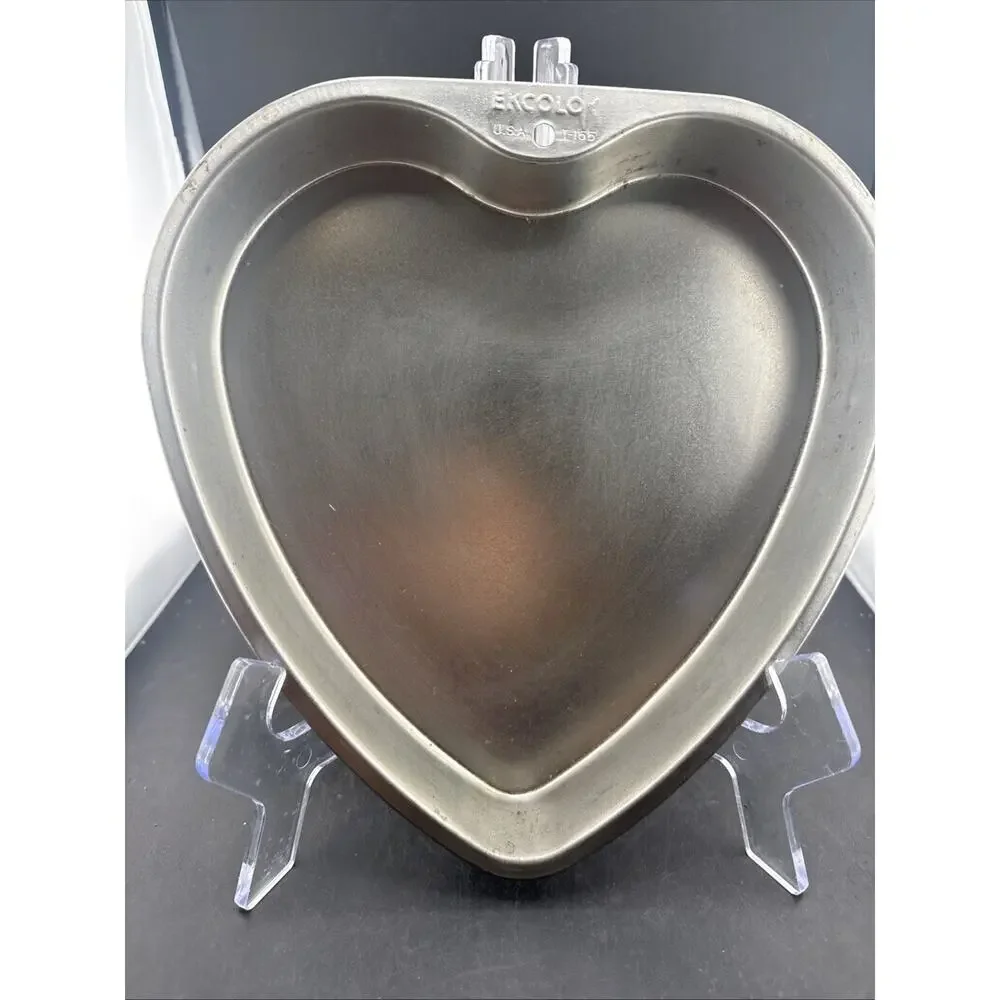 Vintage Ekco Ekcoloy Heart Shaped Cake Pan T-165 Valentine Baking Mold 9